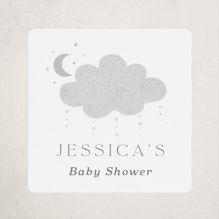 "Moon Baby" - Baby Shower Stickers in Slate by Marina Onoprienko - Front