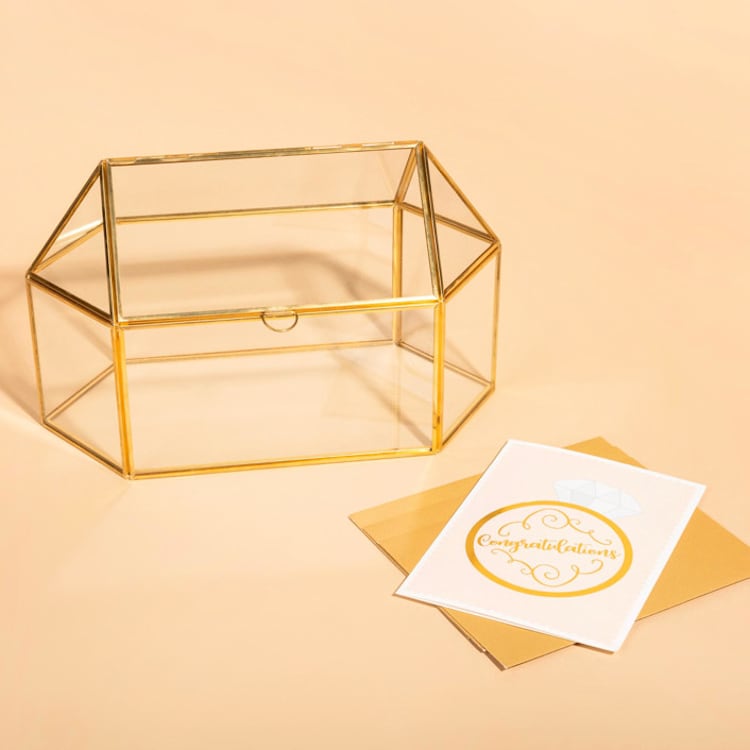 "Glass Card Box | Half Opening | Gold" - Card Boxes in gold by Hanna Roberts