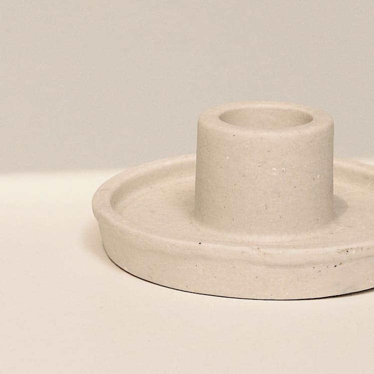 "Set of 2 Whirl Ceramic Candle Holder - Matte White" - Candle Holders in white by Powered By People