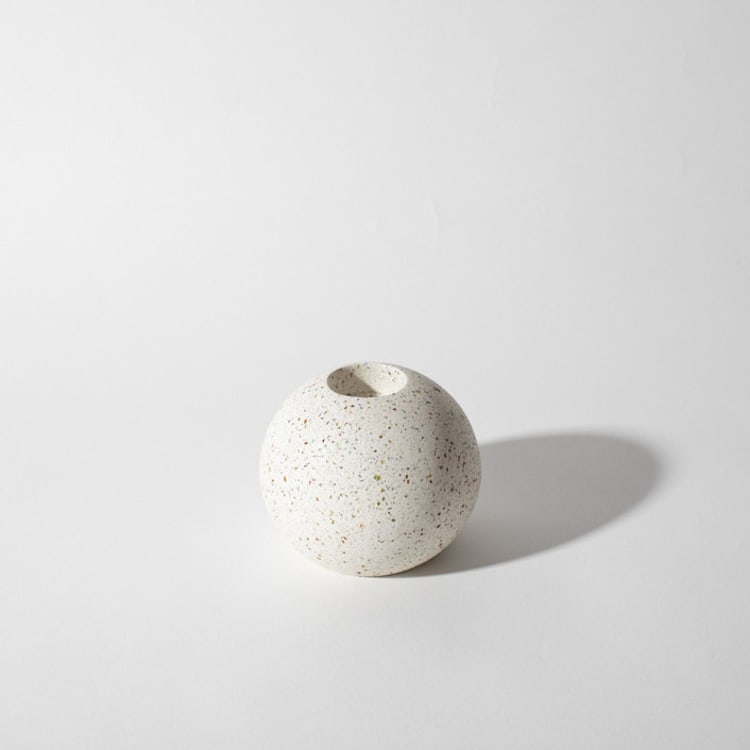 "White Terrazzo Block Candlestick Holder, Sphere" - Candle Holders in white by Pretti.Cool