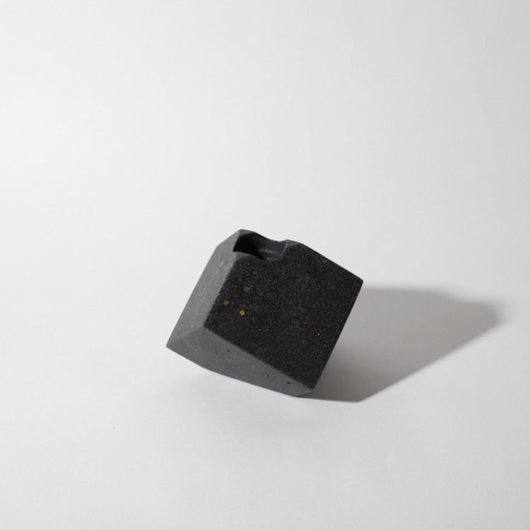 "Black Terrazzo Block Candlestick Holder, Cube" - Candle Holders in black by Pretti.Cool