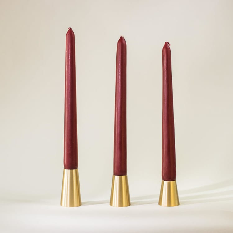 "Conical Candlestick - Set of 3" - Candle Holders in brass by Roarcraft