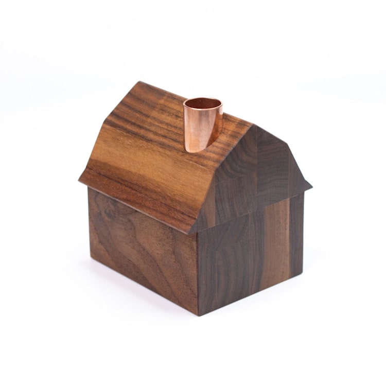 "Dutch Gambrel Little Barn" - Candle Holders in brown by Ann Nygard