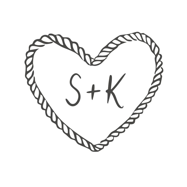 "Custom Monogram Rope Heart" - Commissioned Design Element in black by Creo Study