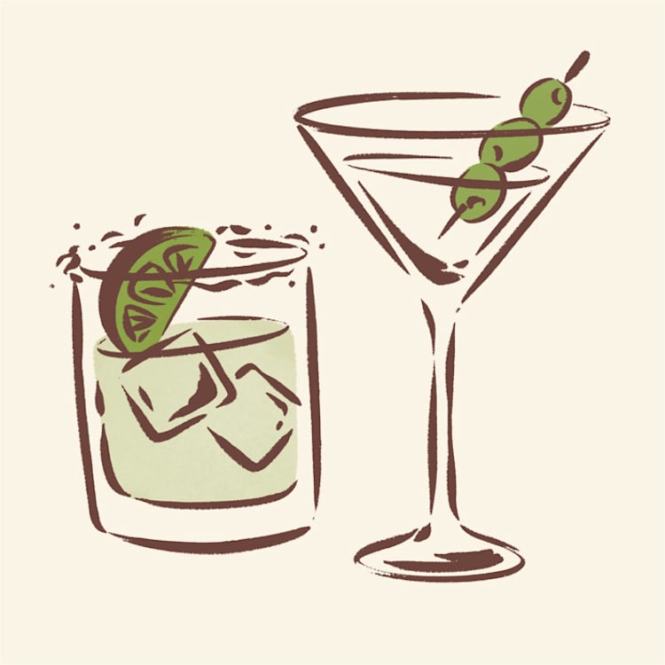 "Custom Cocktail Sketch | Signature Drink, Reception Icon Set" - Commissioned Design Element in multicolor by Sam Dubeau
