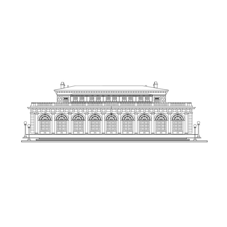 "Custom Prospect Park Boathouse Venue" - Commissioned Design Element in black by Eva Tadros