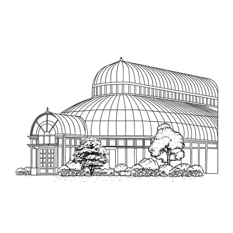 "Custom Brooklyn Botanical Garden, The Palm House Venue" - Commissioned Design Element in black by Eva Tadros