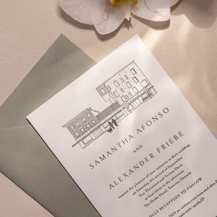 "Custom Line Drawing Venue Illustration" - Commissioned Design Element in multicolorassorted-colors by Studio Lavender