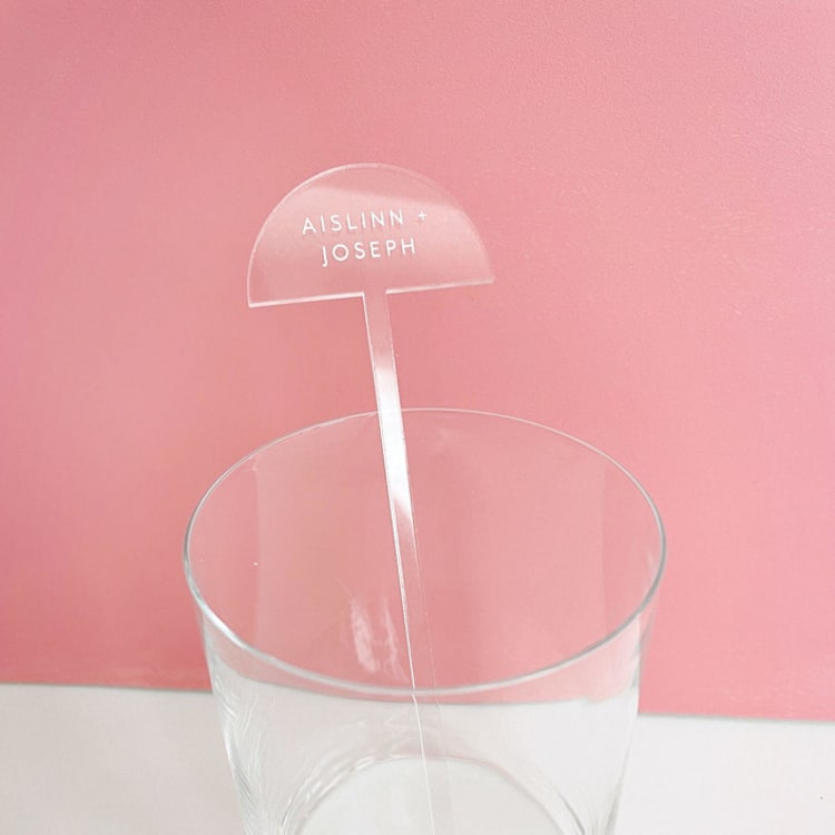 "Custom Wedding Drink Stirrers" - Stir Sticks in pink by Aislinn Minardi