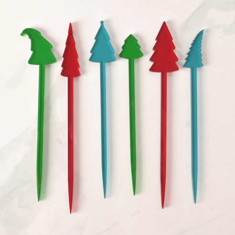 "O Tannenbaum, Christmas Tree Stir Sticks" - Stir Sticks in red by Em and Me Studio