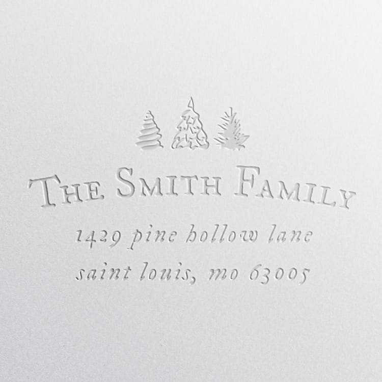 "Three Trees Christmas Return Address Stamp" - Embossers in multicolorassorted-colors by Alyssa Cook