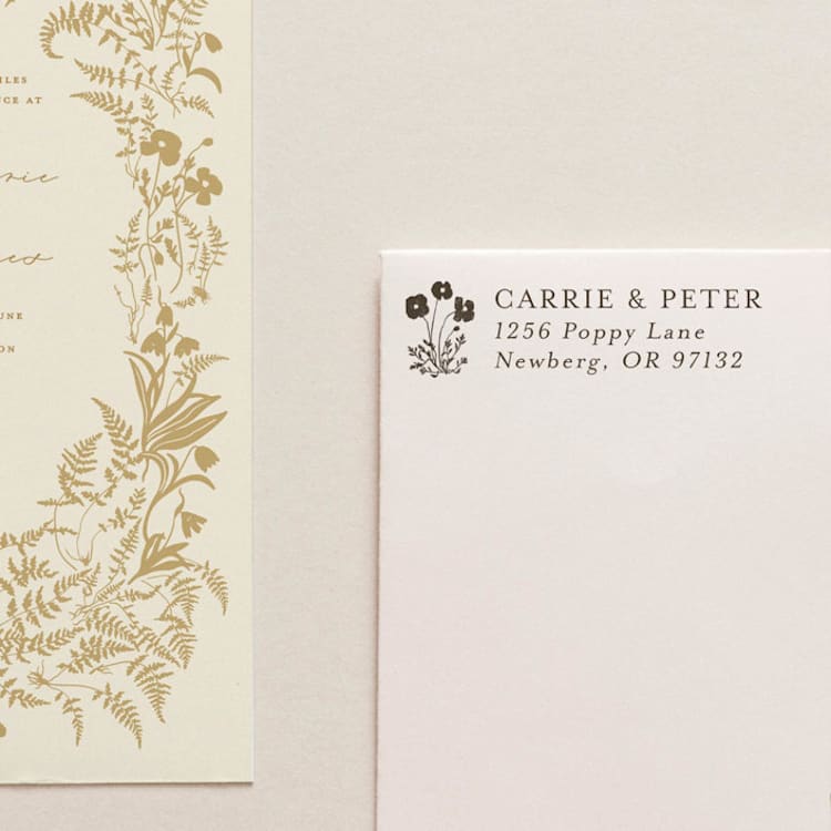 "SELF-INK 'Alpine Meadow' Address Stamp | Ground Espresso Ink Color" - Embossers in brown by Tara Grangroth