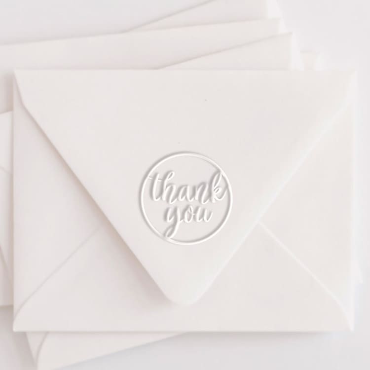 "Thank You Round Monogram Embosser" - Embossers in natural by Casey Harp
