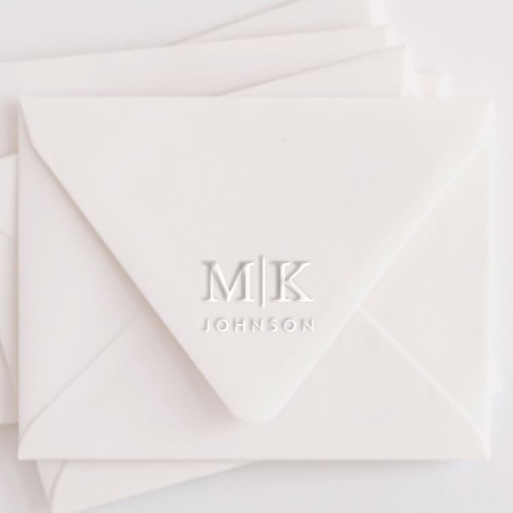 "Custom Double Initial and Last Name Monogram Embosser" - Embossers in white by Casey Harp