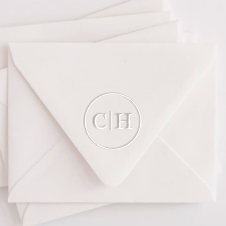 "Custom Double Letter Circle Monogram Embosser" - Embossers in black by Casey Harp