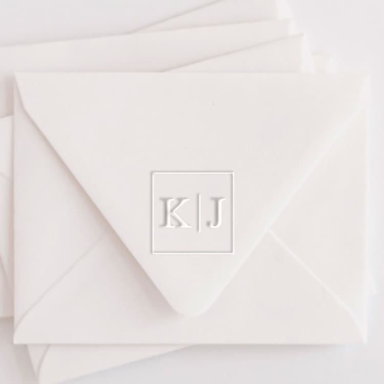 "Custom Double Letter Square Monogram Embosser" - Embossers in gray by Casey Harp