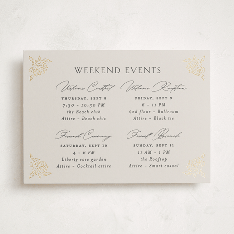 "dancing in the garden" - Wedding Weekend Itinerary Cards in Blush Meadow by Grae - Front