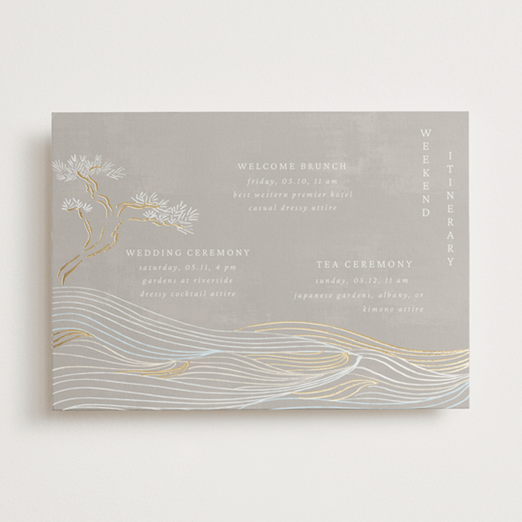 "Asahi" - Wedding Weekend Itinerary Cards in Ash by Jelena Vuletic - Front