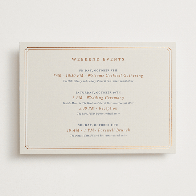 "Equestrian" - Wedding Weekend Itinerary Cards in Midnight by Sam Dubeau - Front