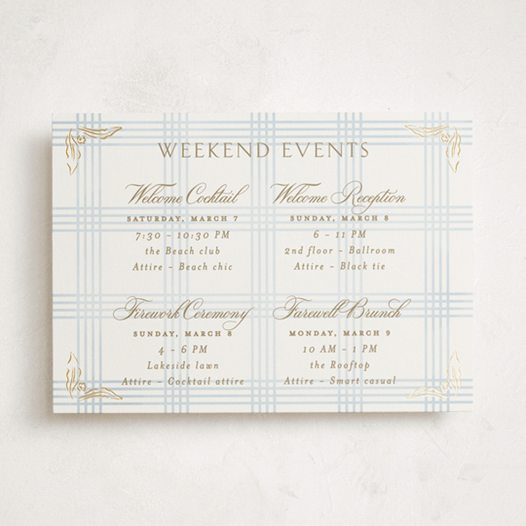"salt and ivory" - Wedding Weekend Itinerary Cards in Belair by Grae - Front