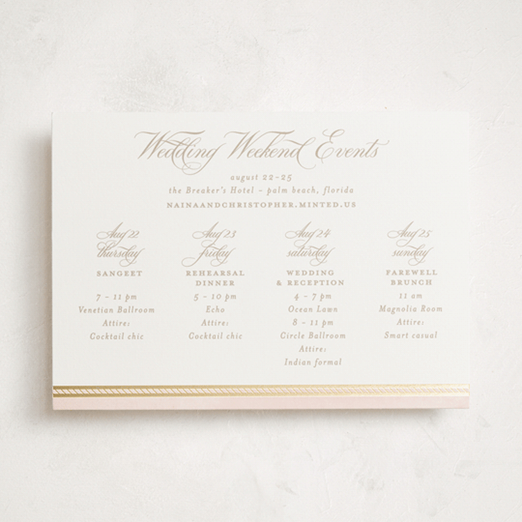 "Amalgamation" - Wedding Weekend Itinerary Cards in Shubh by Creo Study - Front
