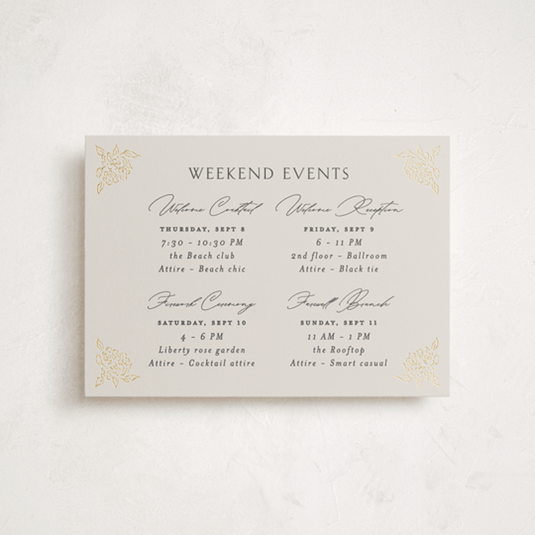 "dancing in the garden" - Wedding Weekend Itinerary Cards in Blush Meadow by Grae - Front