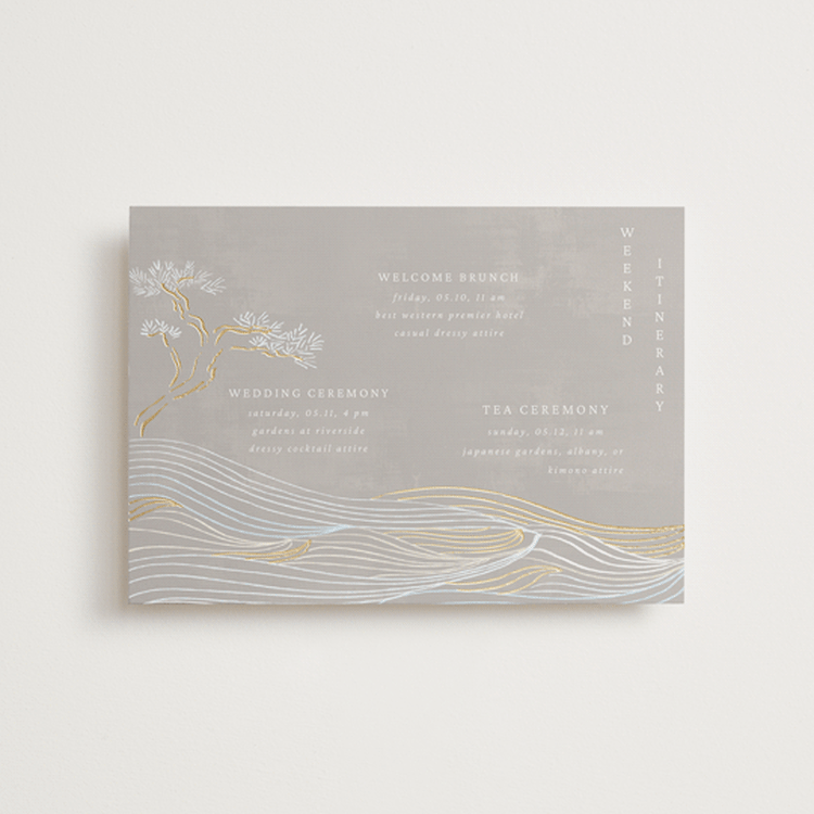 "Asahi" - Wedding Weekend Itinerary Cards in Ash by Jelena Vuletic - Front