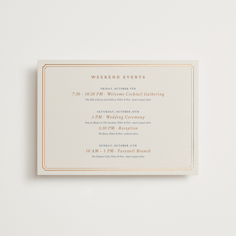 "Equestrian" - Wedding Weekend Itinerary Cards in Midnight by Sam Dubeau - Front