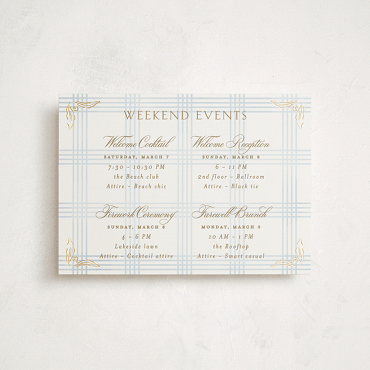 "salt and ivory" - Wedding Weekend Itinerary Cards in Belair by Grae - Front