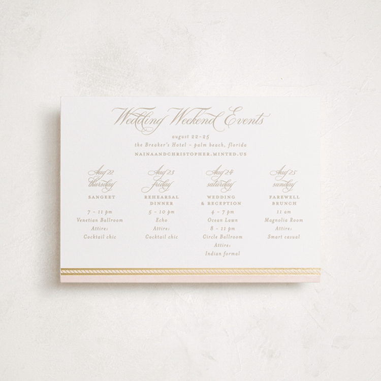 "Amalgamation" - Wedding Weekend Itinerary Cards in Shubh by Creo Study - Front