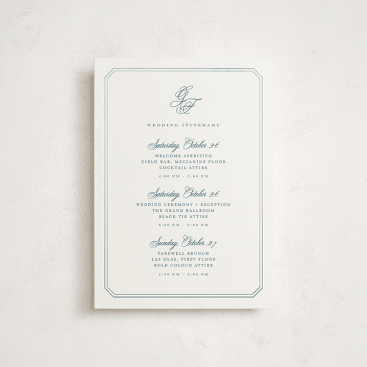 "othellolagkage" - Wedding Weekend Itinerary Cards in Pearl by chocomocacino - Front
