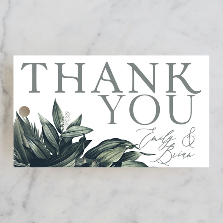 "Vintage Botanicals" - Wedding Favor Tags in Sage by GeekInk Design - Front