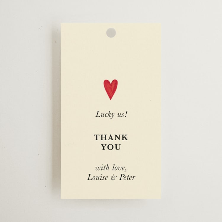 "Red Hearts" - Wedding Favor Tags in Champagne by Helena Vitto - Front