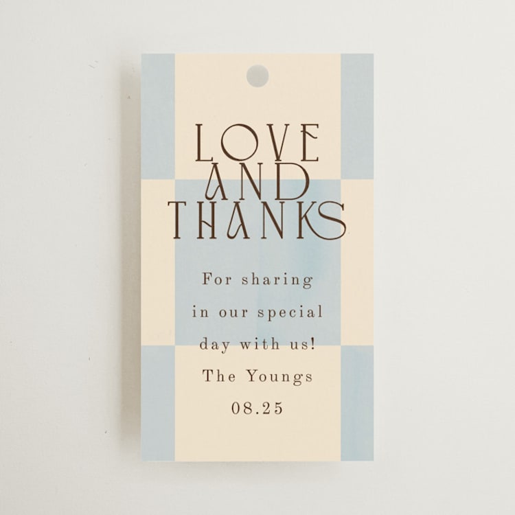 "Checker Wash" - Wedding Favor Tags in Ivory by Baumbirdy - Front