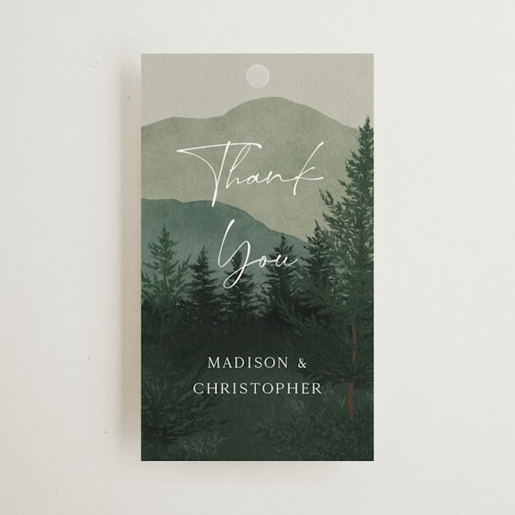 "The Forest" - Wedding Favor Tags in Jade by Elly - Front