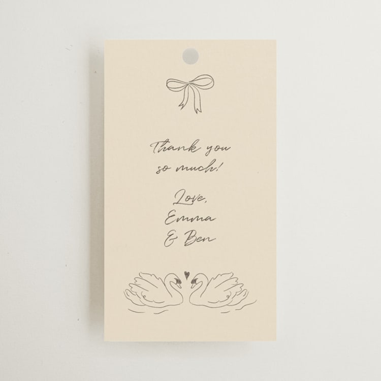"The Swan" - Wedding Favor Tags in Buttercream by Helena Vitto - Front
