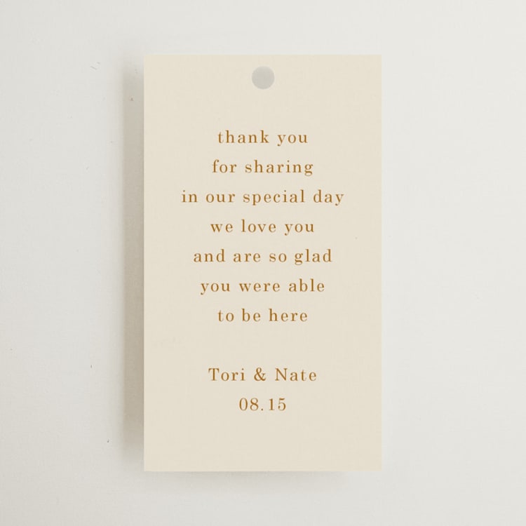 "Floral Type Arch" - Wedding Favor Tags in Cream by Baumbirdy - Front