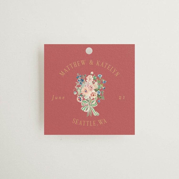 "Ruban en Fleur" - Wedding Favor Tags in Rose by Itsy Belle Studio - Front