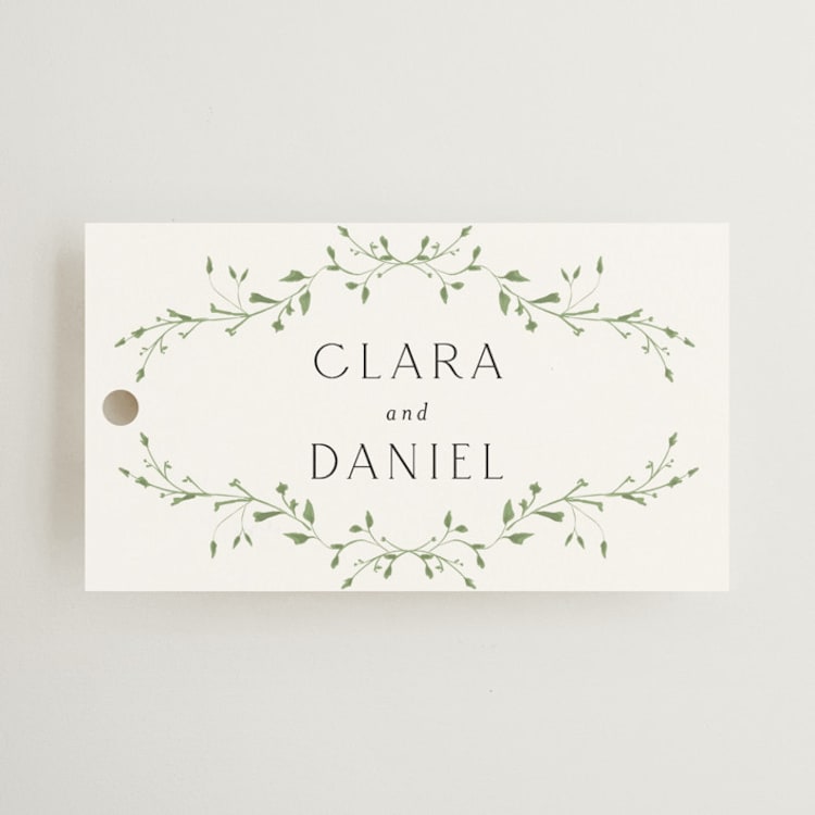 "Delicate Vine" - Wedding Favor Tags in Alabaster by Susan Moyal - Front