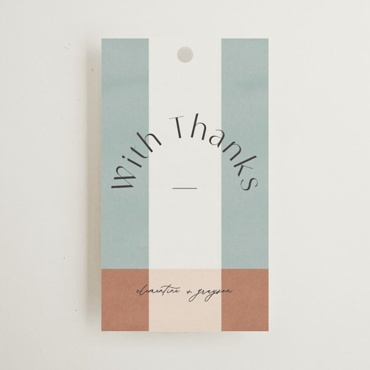 "Trois" - Wedding Favor Tags in Almond by Blustery August - Front