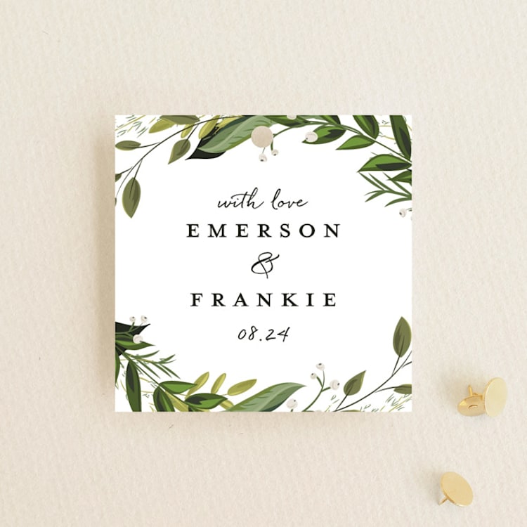 "Vines of Green" - Wedding Favor Tags in Fern by Susan Moyal - Front