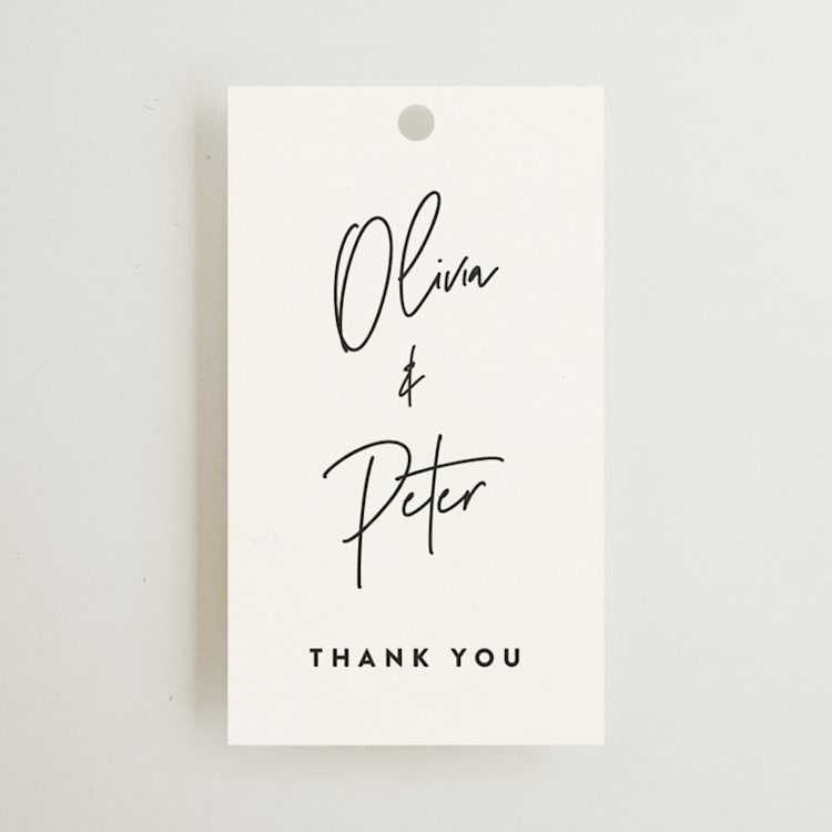 "Signed" - Wedding Favor Tags in Cloud by JoAnn Jinks - Front
