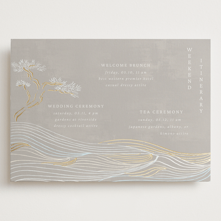 "Asahi" - Wedding Weekend Itinerary Cards in Ash by Jelena Vuletic - Front