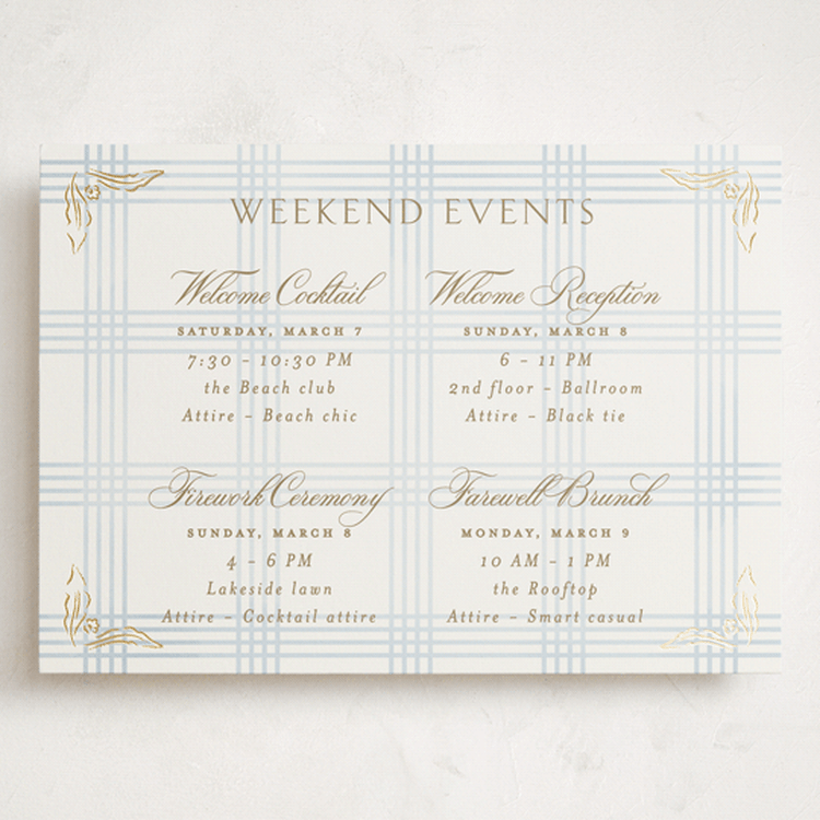 "salt and ivory" - Wedding Weekend Itinerary Cards in Belair by Grae - Front
