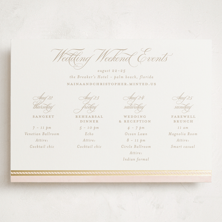 "Amalgamation" - Wedding Weekend Itinerary Cards in Shubh by Creo Study - Front