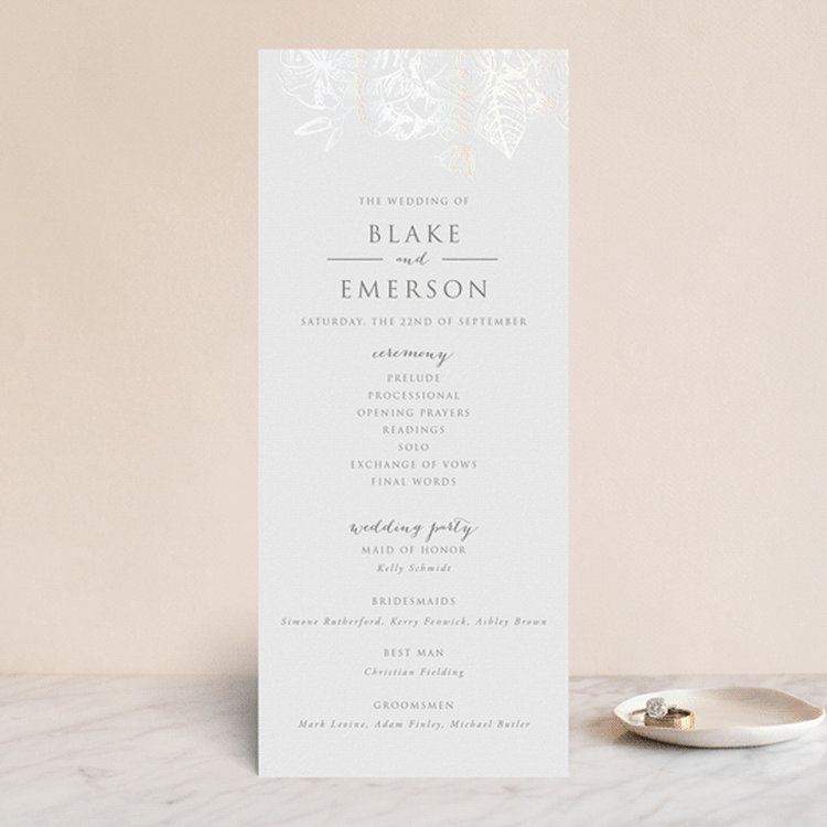 "Gilded Wildflowers" - Gloss-Press® Wedding Programs in Cloud by Rochelle Renee - Front