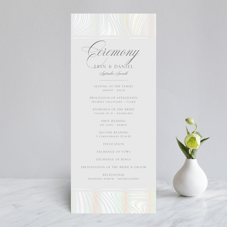 "Lined" - Gloss-Press® Wedding Programs in Cloud by Erin Deegan - Front