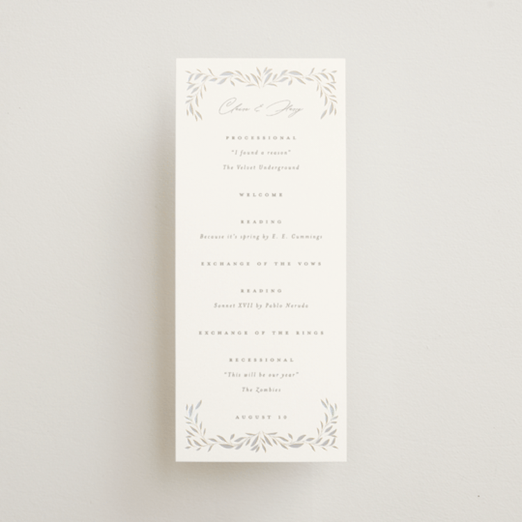 "Clarity" - Gloss-Press® Wedding Programs in Cloud by Ana Claudia Sharpe - Front