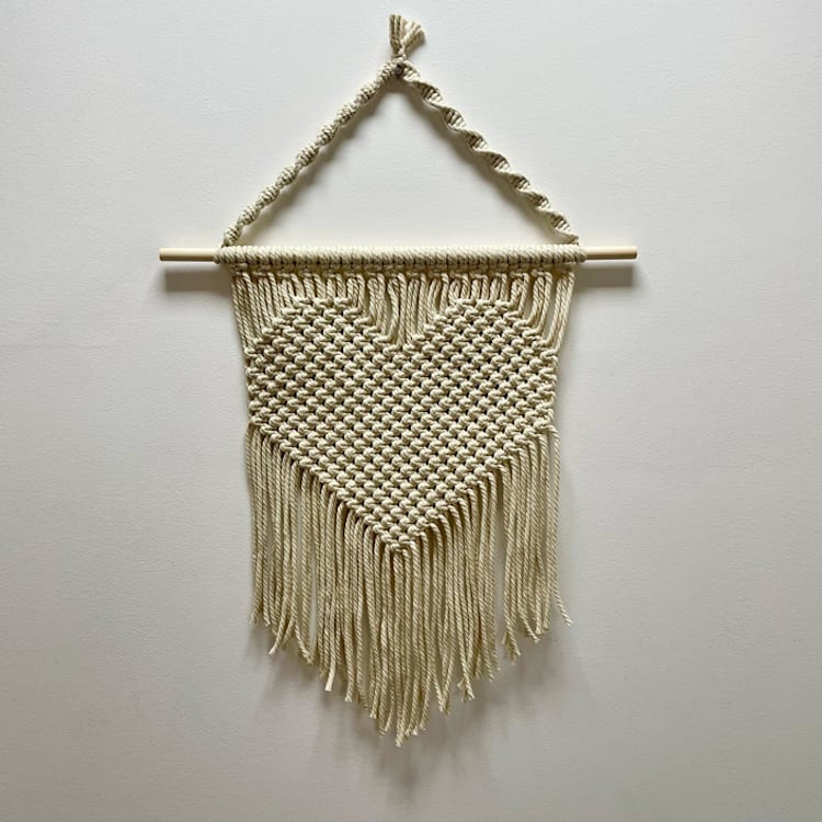 "Small Macrame Heart" - Wall Hanging in natural by Kelly Renee Arte