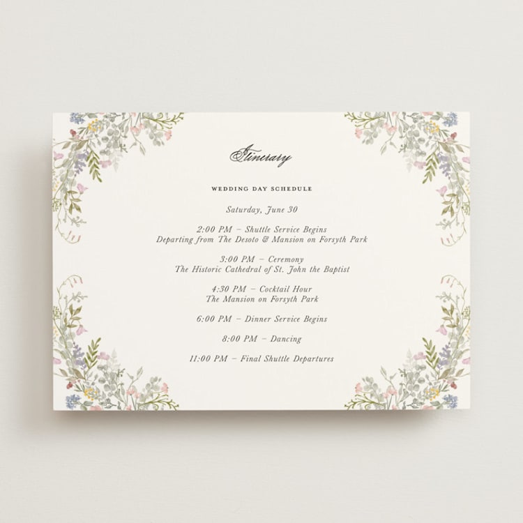 "flowering arch" - Wedding Weekend Itinerary Cards in Sage by Lori Wemple - Front